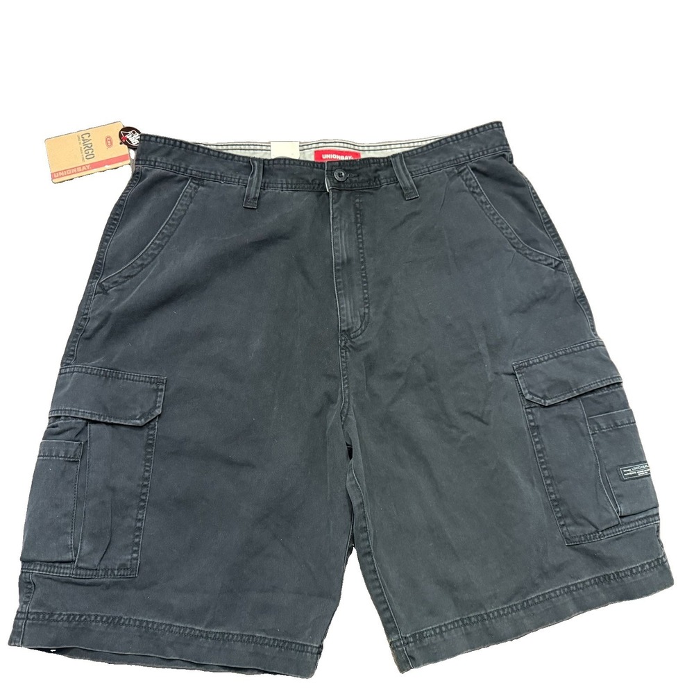 Union Bay Men's Y2K Cargo Shorts NWT Black 40 Skate Grunge Gorpcore Baggy - Picture 2 of 6